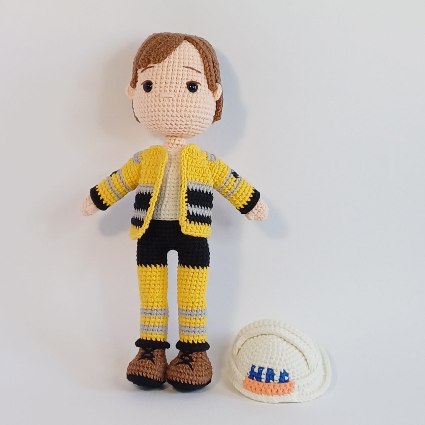 “My dad works at HPC”, personalized handmade crochet doll