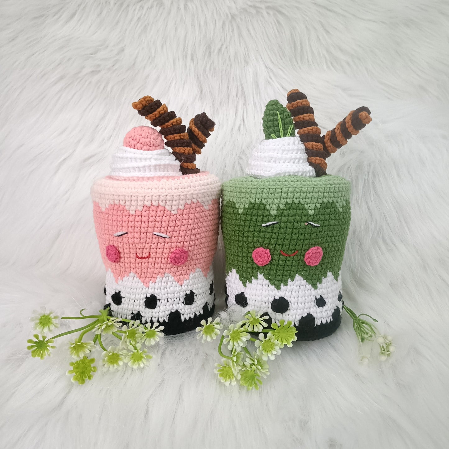 Adorable bubble tea amigurumi en crochet fait main