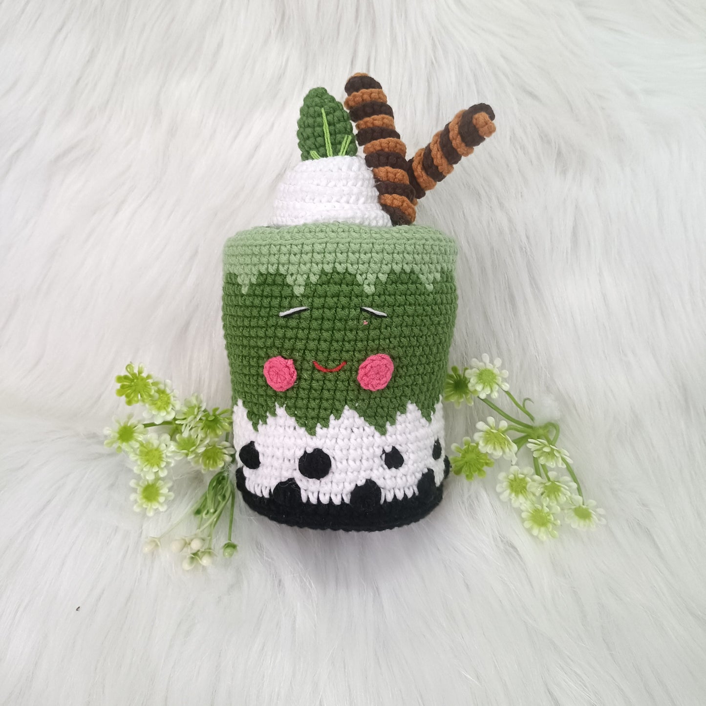 Adorable bubble tea amigurumi en crochet fait main