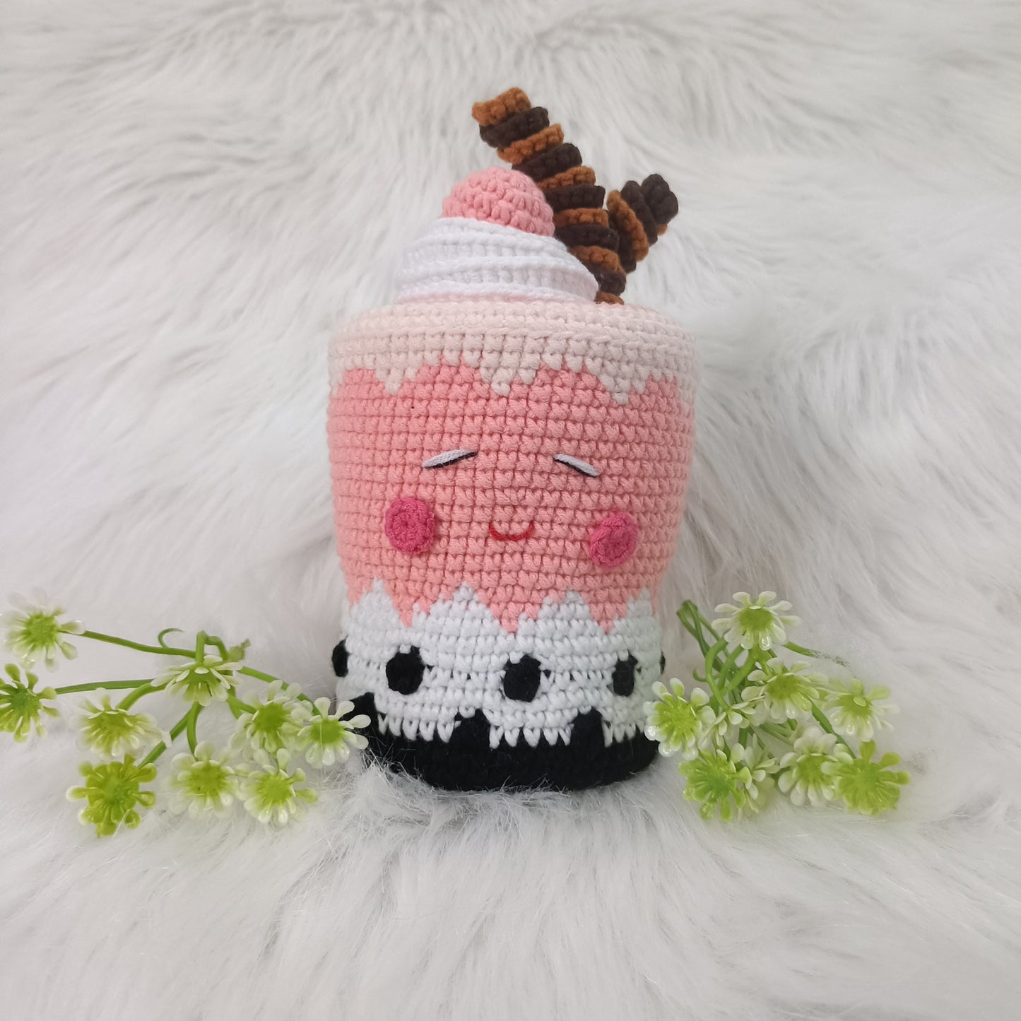 Adorable bubble tea amigurumi en crochet fait main