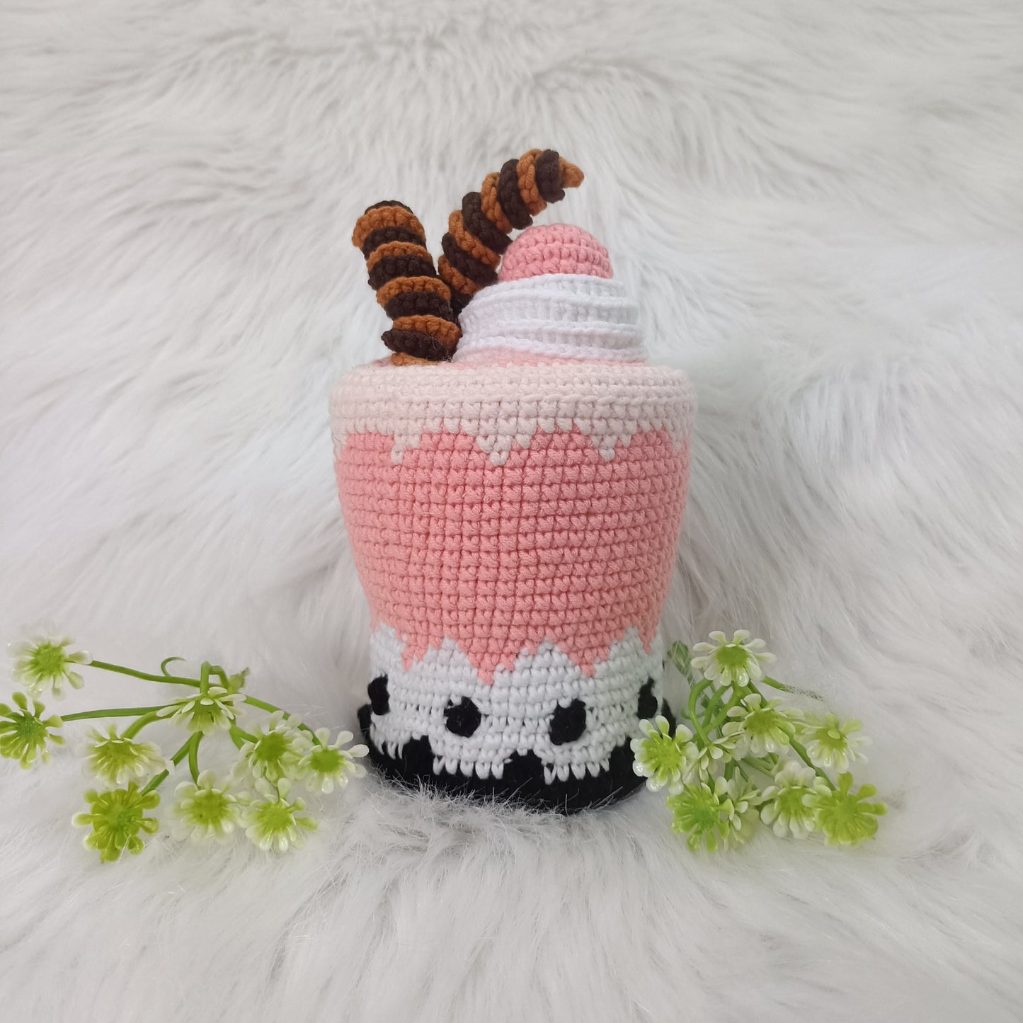 Adorable bubble tea amigurumi en crochet fait main