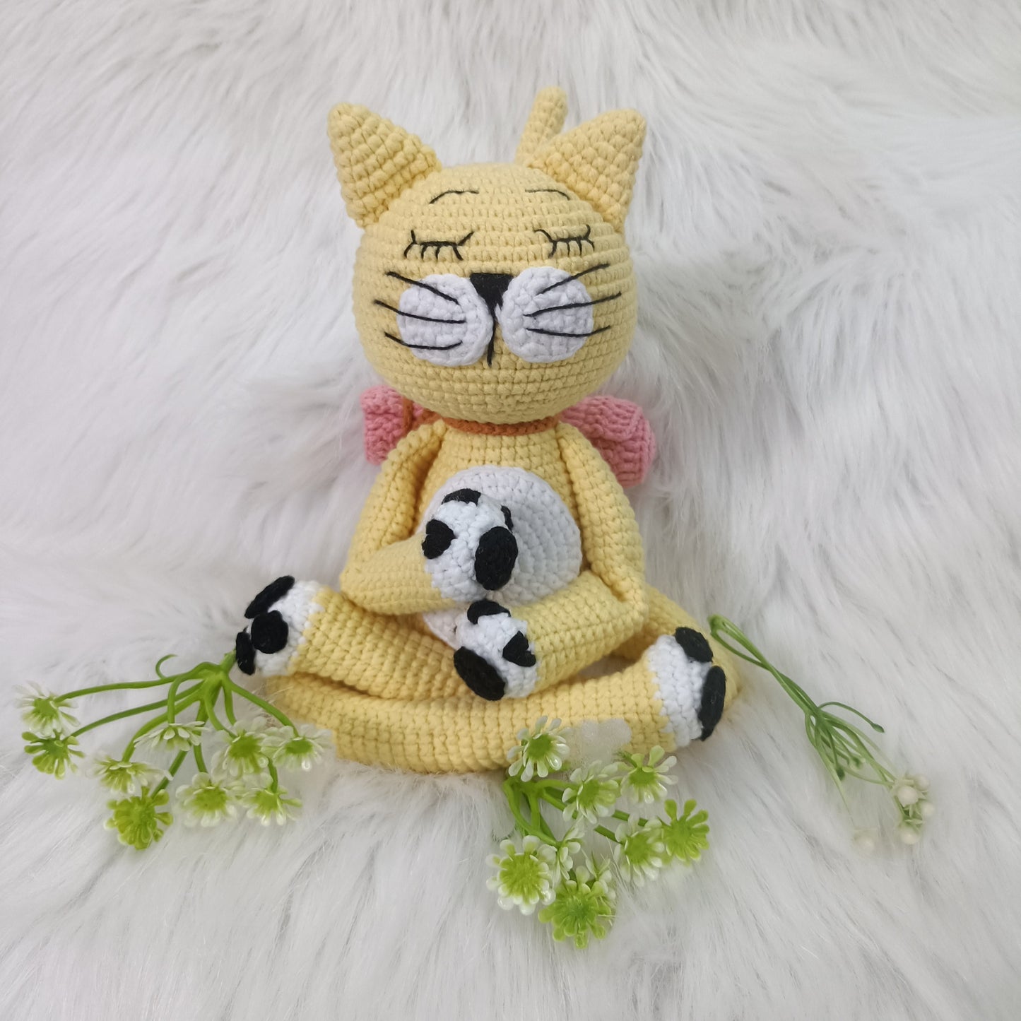 Yogi cat amigurumi en crochet fait main