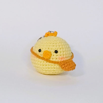 Duck-shaped crochet keychain