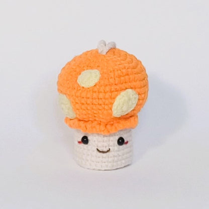 Mushroom-shaped crochet keychain