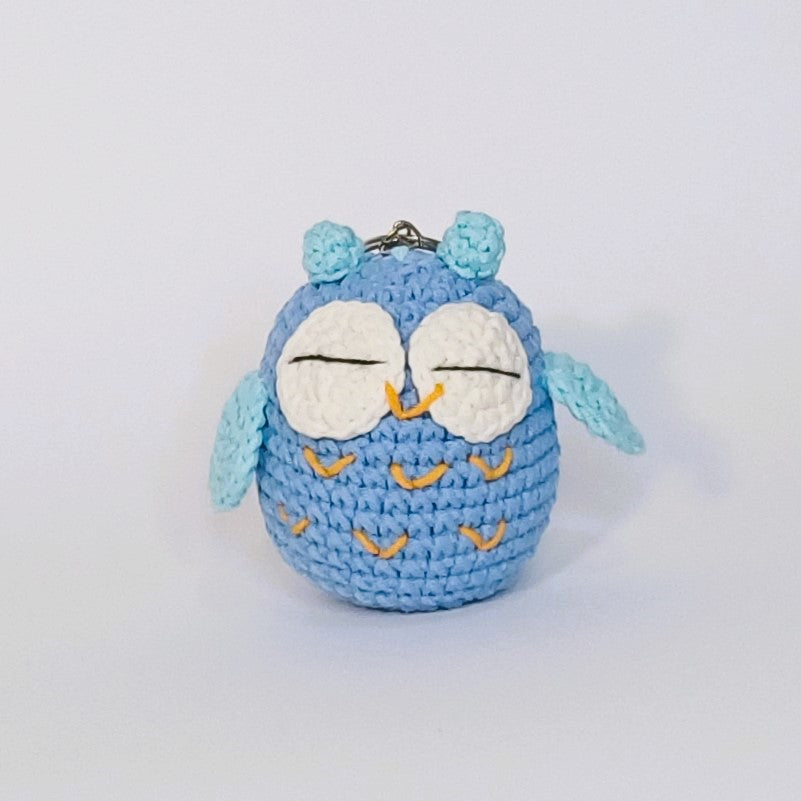 Owl-shaped crochet keychain