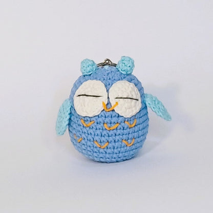 Owl-shaped crochet keychain