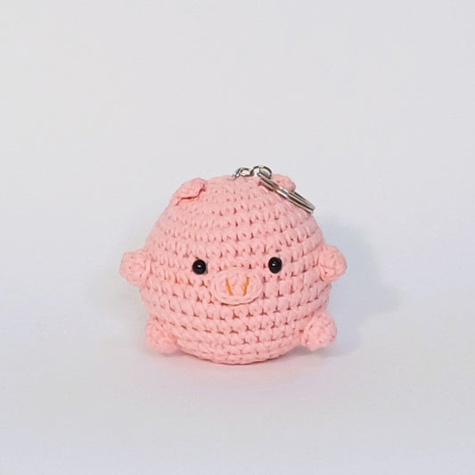 Pig-shaped crochet keychain